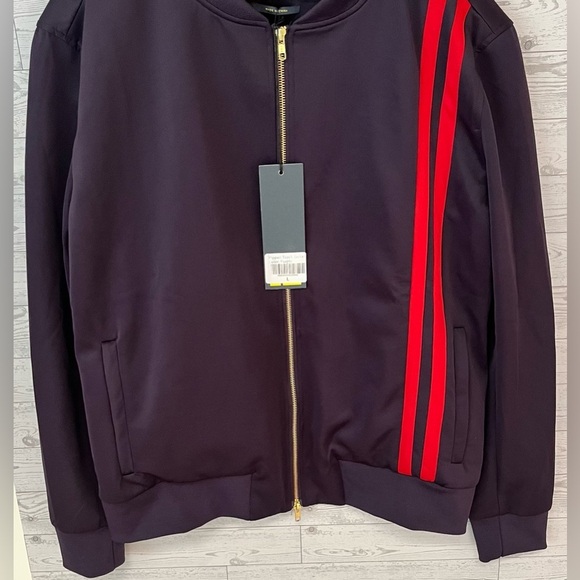 NWT Good Counsel Men's Large Pippen Track Full Zip Jacket Purple w Red Stripes - Picture 4 of 11